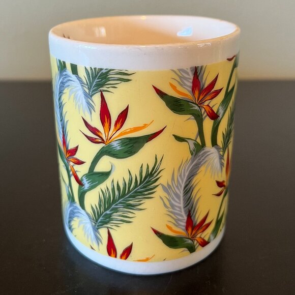 Vtg MAUI PACIFIC TRADERS Retro Hawaii Bird of Paradise Plant Mug ~  Botanical - Picture 3 of 8